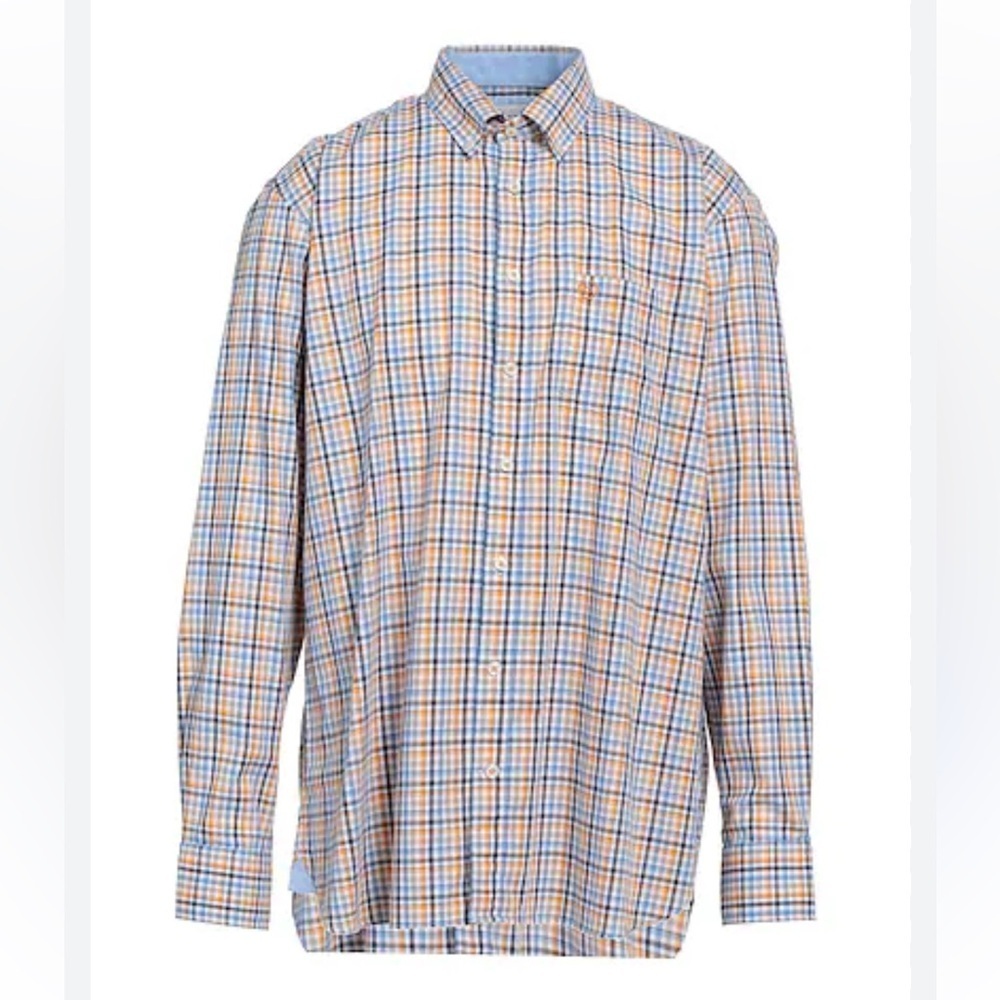 Bugatchi Plaid Shirt - Blue and Orange